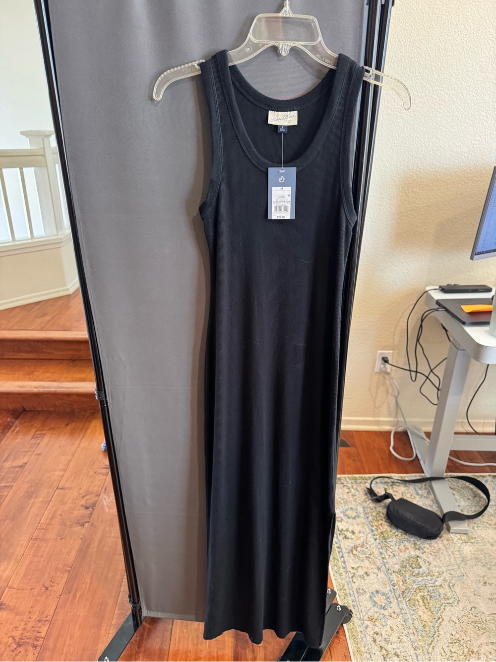 Universal Thread Black Sleeveless Maxi Ribbed Tank Dress